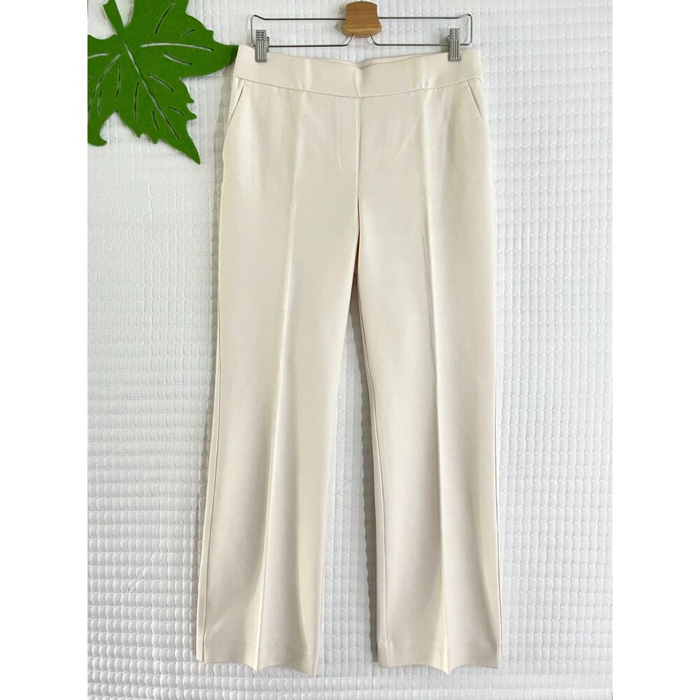 Anne Klein Cream Wide Leg Pull On Pants Size S Knit Scuba Minimalistic Basic